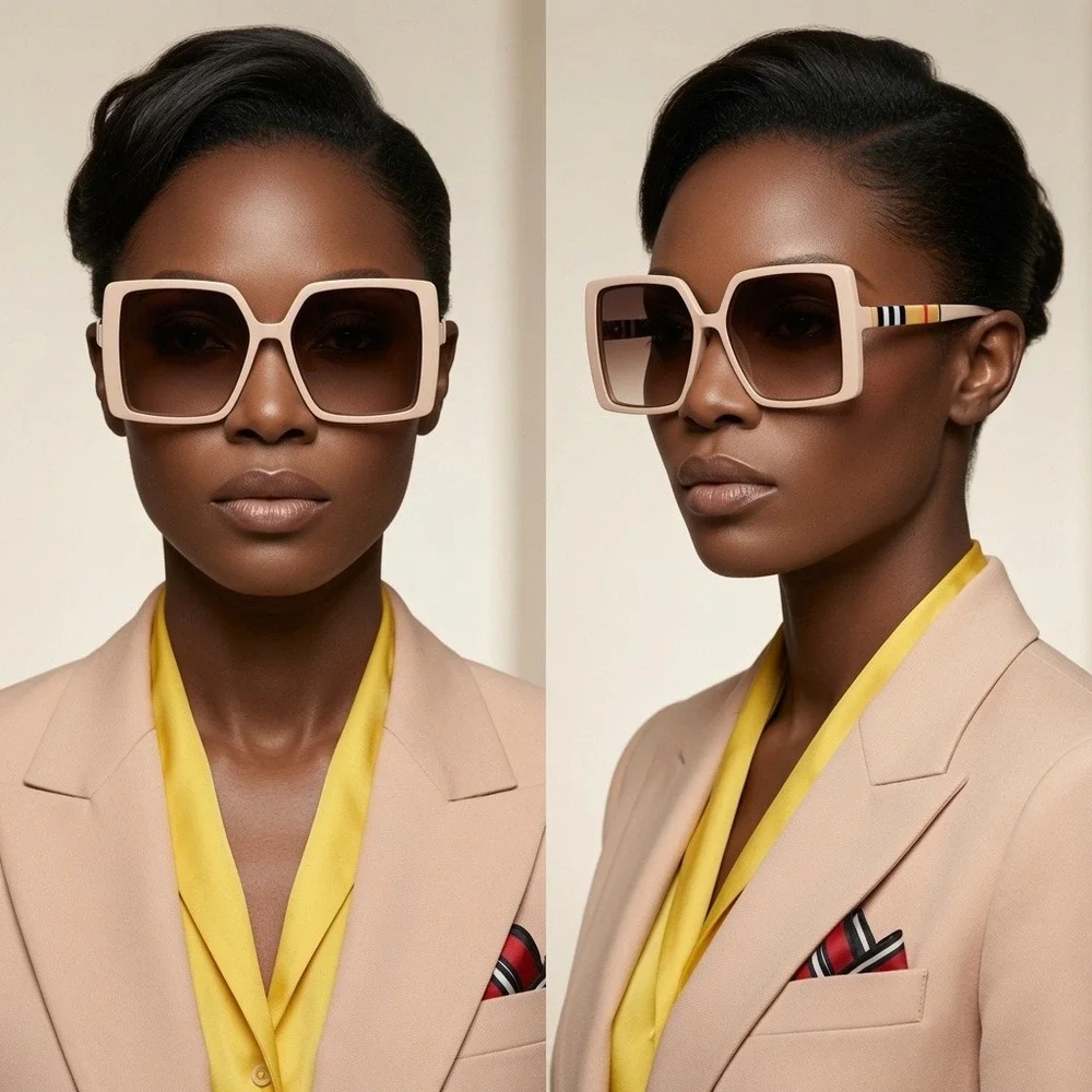 Giant Angular Eyeglasses Women Sunglasses Outfit Sunny Days Sun Protection Style